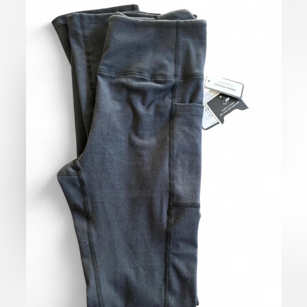 Black Fleece Lined Leggings for fall size Medium - Picture 3 of 3